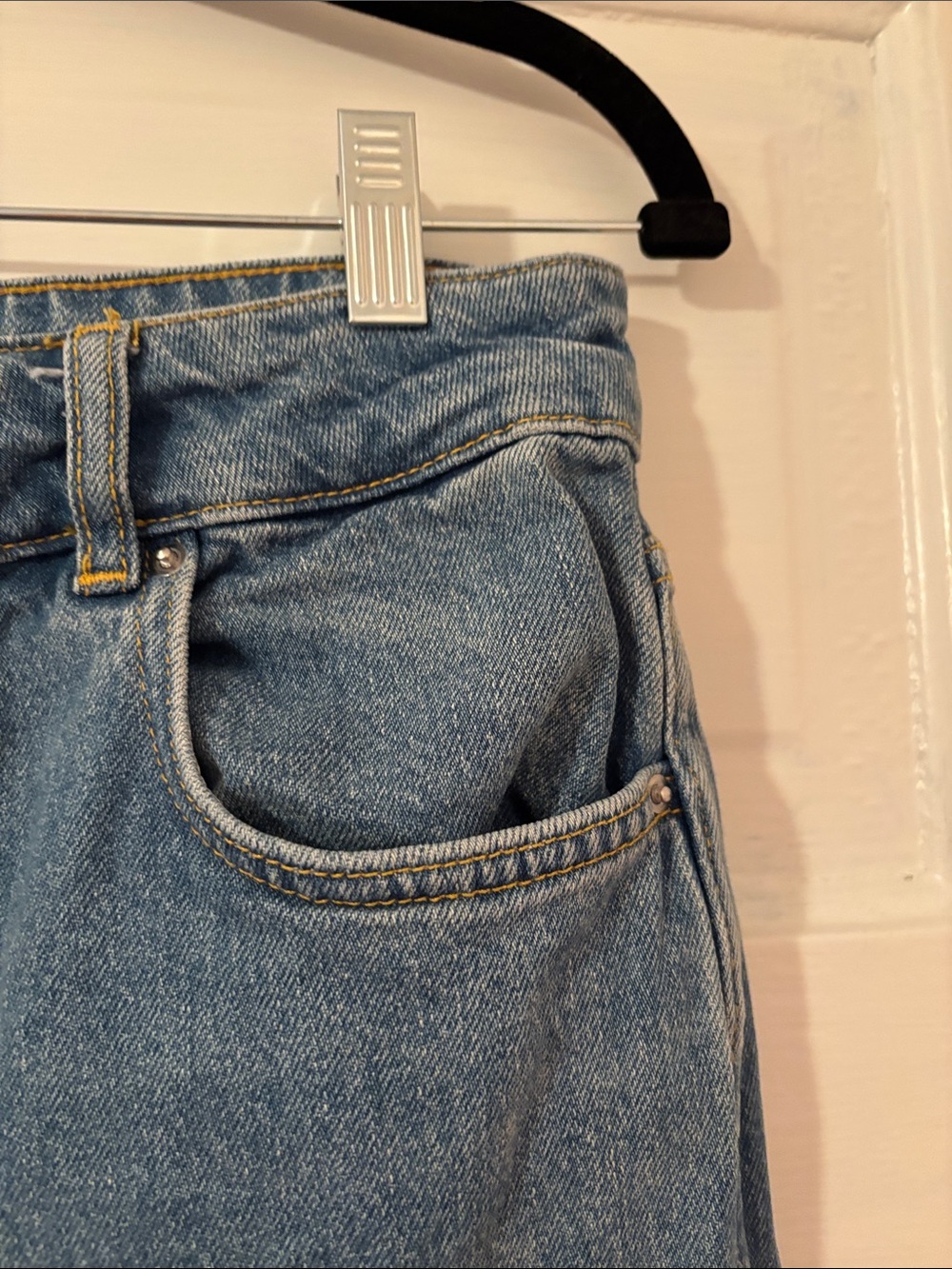 Worn Once! Sezane Denim High-Waist Wide Leg Jeans in Light Blue - Picture 6 of 11